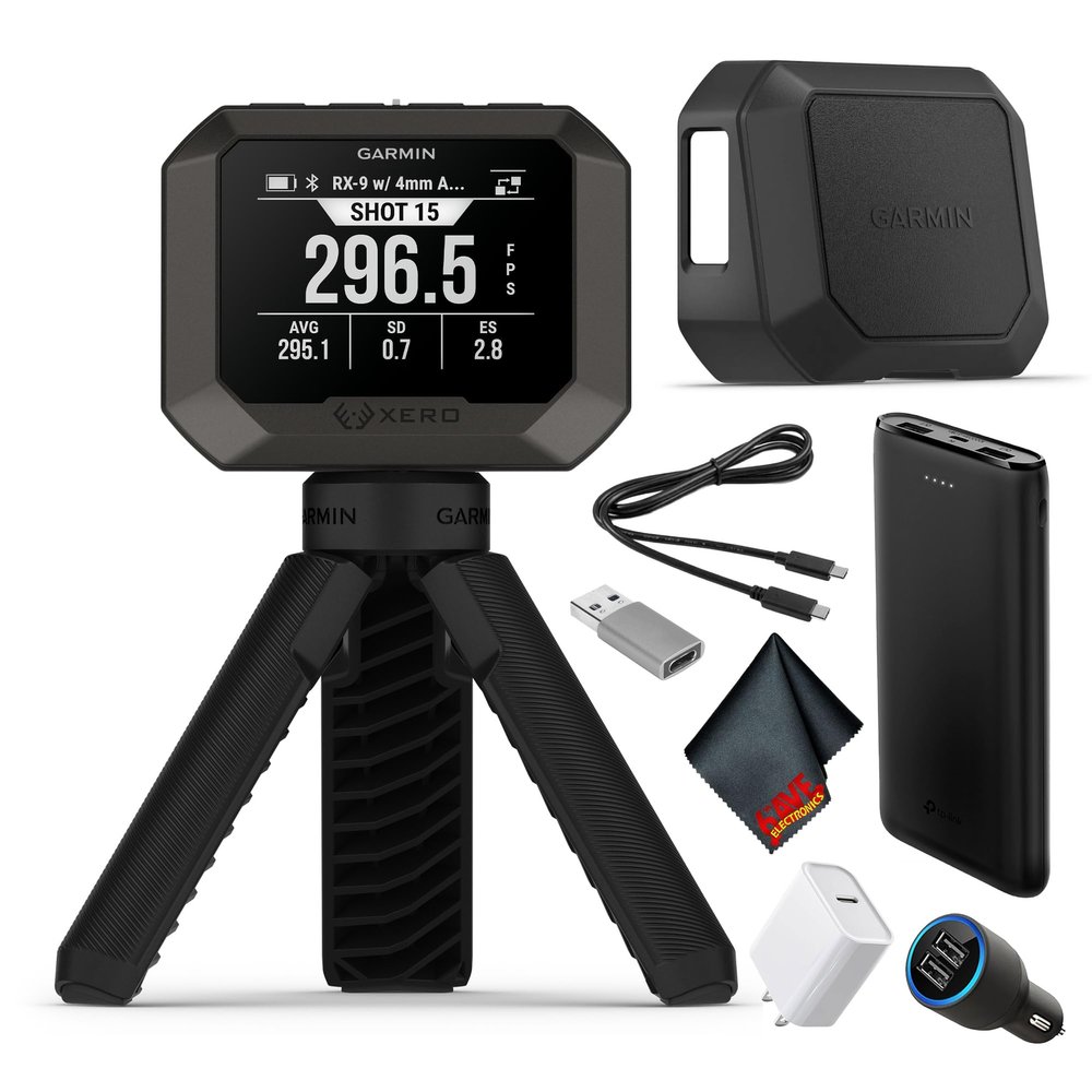 Garmin Xero C2 Chronograph, Compact Ballistic Velocity Measurement Device, 1005000 FPS Range, Rapid Fire Support, Smartwatch and ShotView App Compatible Bundle