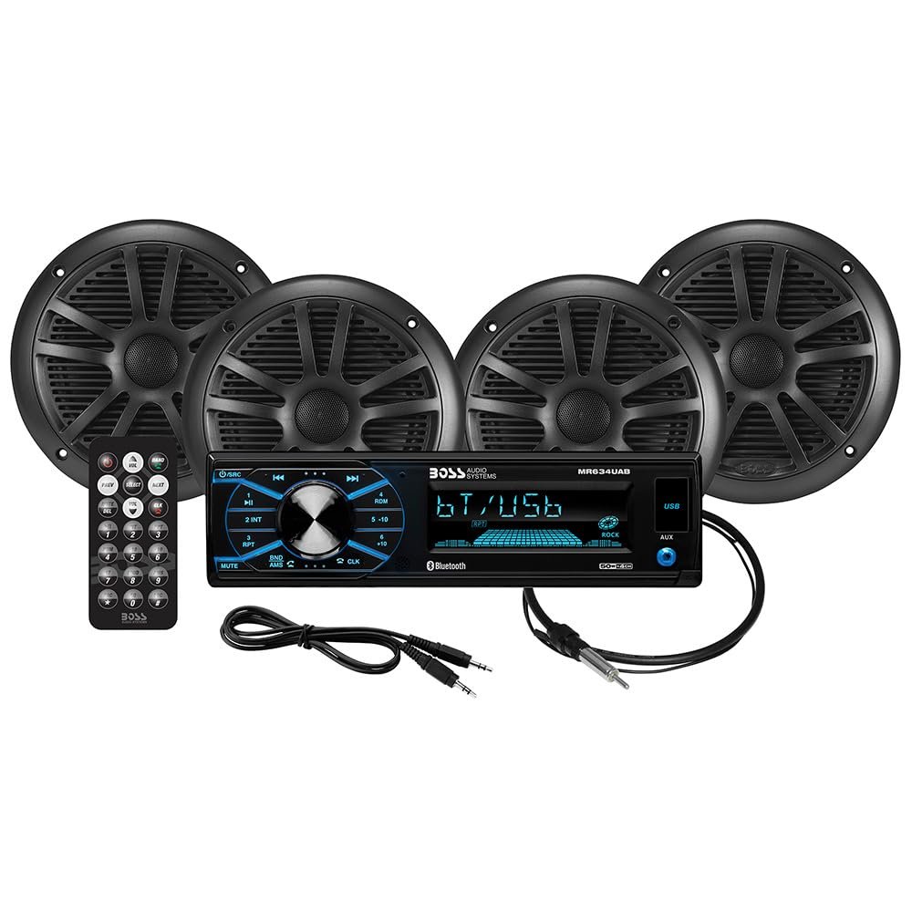 SupplyMount MCBK634B.64 - Aftermarket Replacement Kit with MR634UAB 4 MR6B Speakers and MRANT10 Antenna Compatible with Boss Audio