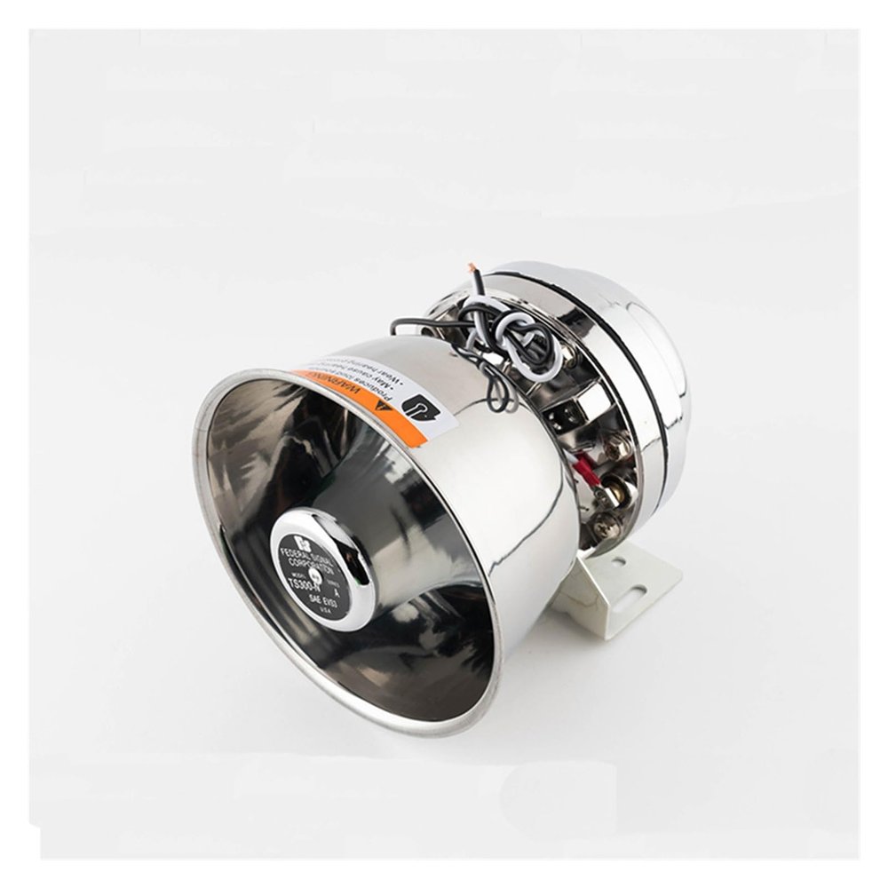 Car black front horn, square mouth high decibel horn, 200W300W400W watt car mounted alarm speaker, 12V24V universal(200W silver)