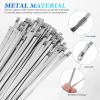 SEWACC 500 Pcs 304 Stainless Steel Self-locking Metal Cable Ties 4.6mm Wide 350mm Length Multi-purpose Cord Straps for Machinery Vehicles Outdoor Use view 3