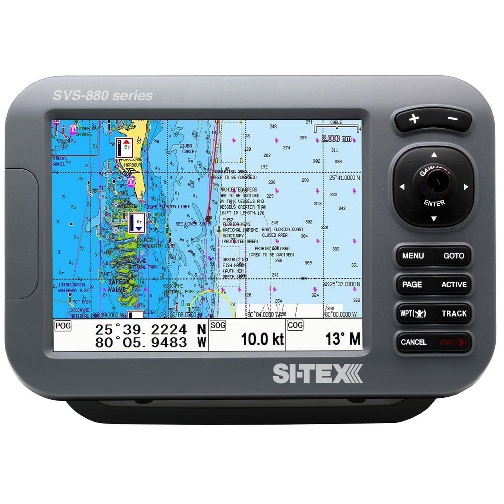 SVS-880CE+ - Aftermarket Replacement Standalone 8 Inch Chartplotter System with Color LCD Internal and External GPS Antenna and C-MAP 4d Card Compatible with SI-TEX
