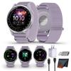 Garmin Approach J1, Junior Golf Watch with GPS, Bright and Colorful Display,Features for Learning and Improving, Silver Aluminum Bezel with Lilac ComfortFit Fabric Band Bundle view 1