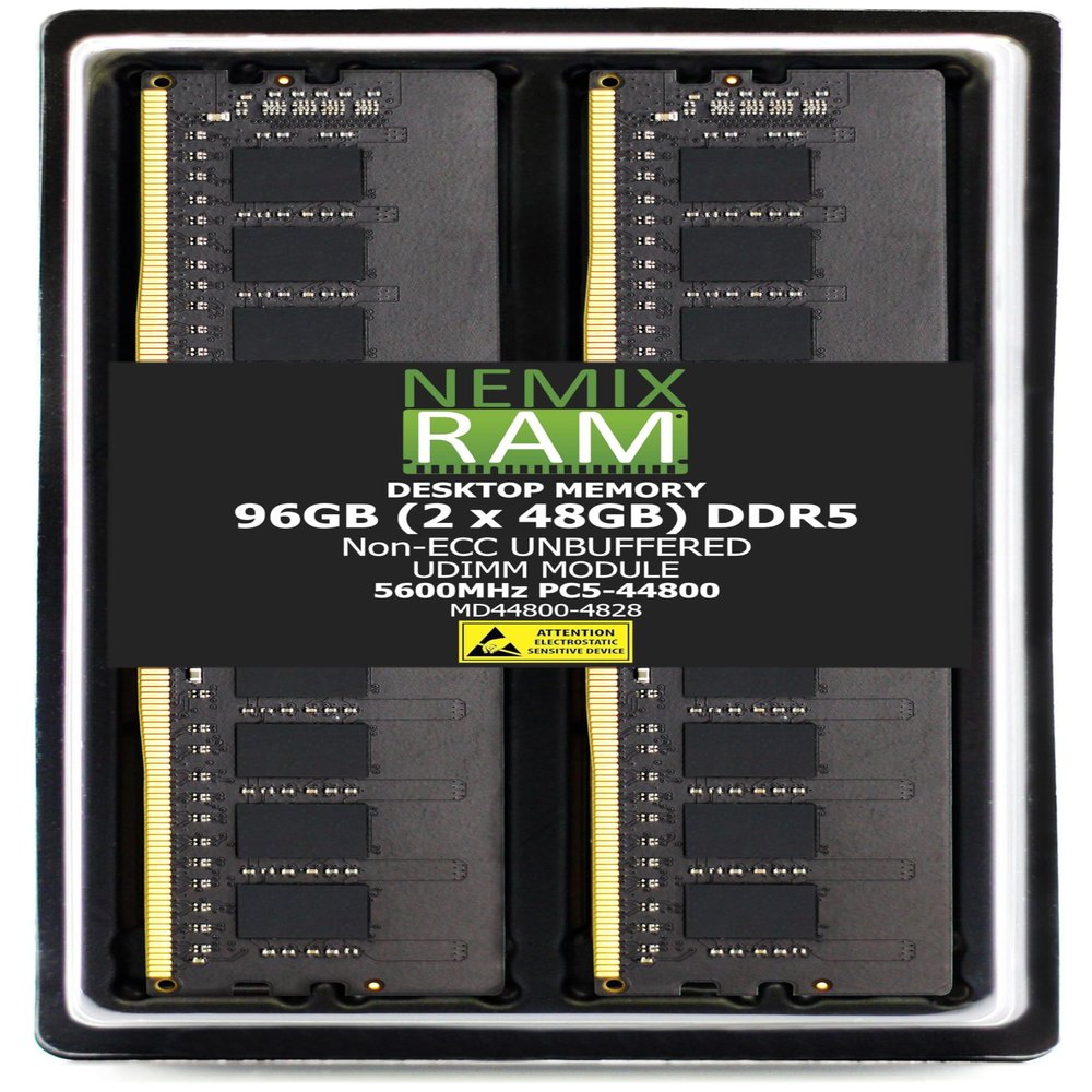 96GB 2X48GB DDR5 5600MHZ PC5-44800 2Rx8 1.1V CL46 288-PIN Non-ECC Unbuffered UDIMM NEMIX RAM Memory KIT Compatible with ASRock Industrial Micro-ATX Motherboard IMB-1315, IMB-1318