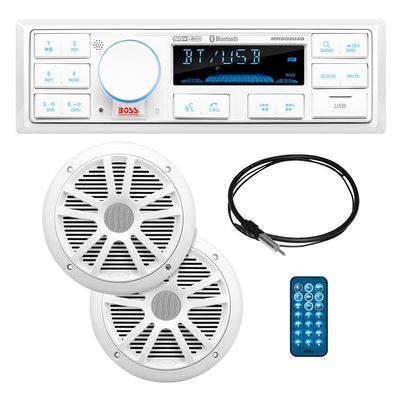 SupplyMount CRMCK500WB.6 - Aftermarket Replacement MCK500WB6 Kit with MR500UAB 2 MR6W Speakers MRANT10 Antenna and White Remote Refurbished Compatible with Boss Audio