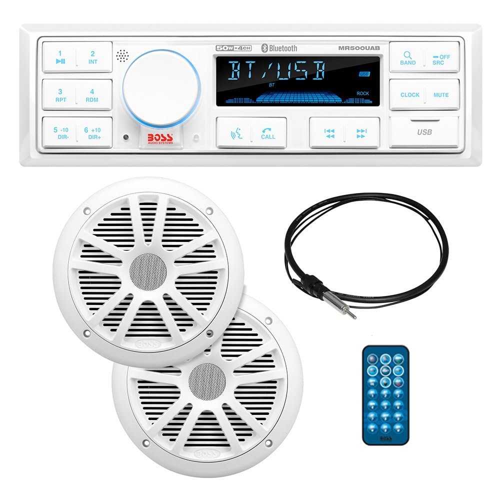 SupplyMount CRMCK500WB.6 - Aftermarket Replacement MCK500WB6 Kit with MR500UAB 2 MR6W Speakers MRANT10 Antenna and White Remote Refurbished Compatible with Boss Audio