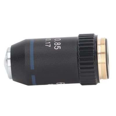 Hamwesh Achromatic Microscope Objective, 60X Magnification Clear Image Automatic Spring Rebound Brass Construction, Objective Lens with RMS Size for Professional Biological Microscopes