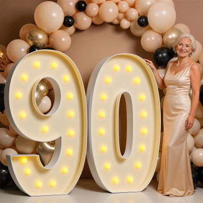 Mixifox 5FT Marquee Numbers 90, Light Up Numbers 90 Birthday Decoration