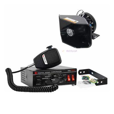 Car Police Siren 300W Car Warning Alarm Horn Polices Emergency With PA Speaker MIC System 12/24v Compatible with car Police Fire Siren(Set C,24V)