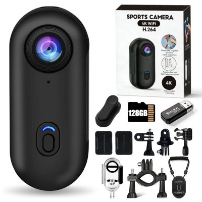 4K Thumb Action Camera, 2026 New POV Record PRO 2.0, Mini Body Cameras, Wearable Pocket Vlogging Camera with Waterproof Case, 120 Ultra Wide-Angle for Cycling, Diving Video Recording (Black 128GB)