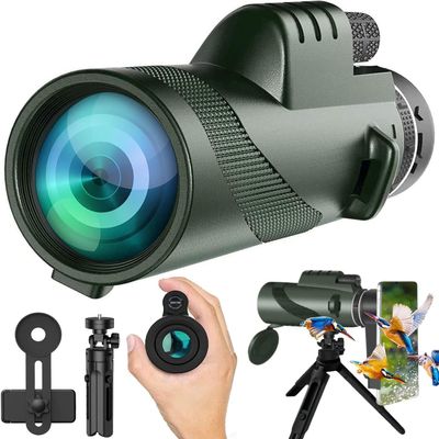 80x100 High Power Monocular Telescope with Smartphone Adapter - HD Optics for Bird Watching, Wildlife Observation, Hunting, Camping & Hiking - Ideal for Adults