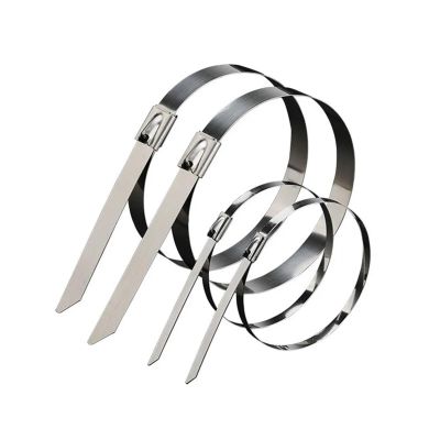 304 Stainless Steel Cable Tie 10/20/50/100/200 Pcs 10mm 0.39 inch Exhaust Wrap Multi-Purpose 304 Stainless Steel Metal Cable Tie banding self-locking zip ties(50PCS,10x450mm)