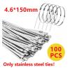 304 Stainless Steel Cable Tie 100 Pes 4.6mm 304 Stainless Steel Metal Cable Ties Multifunctional Self-Locking Zip Exhaust Wrap Coated Locking(4.6x150mm-100pcs) view 2