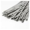304 Stainless Steel Cable Tie 100 Pes 4.6mm 304 Stainless Steel Metal Cable Ties Multifunctional Self-Locking Zip Exhaust Wrap Coated Locking(4.6x150mm-100pcs) view 4