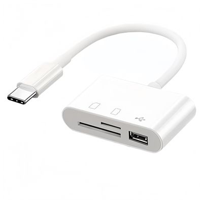 3-in-1 USB C Card Reader Hub, Type-C to SD/TF Memory Viewer for Photos & 4K Video, OTG Adapter Compatible with iPhone 15, 16 & Later, Samsung Galaxy, Google Pixel, MacBook, iPad