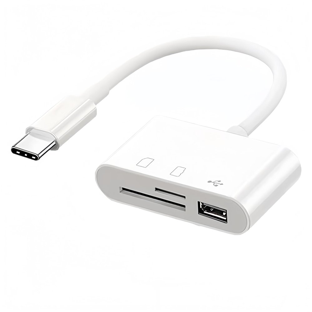 3-in-1 USB C Card Reader Hub, Type-C to SD/TF Memory Viewer for Photos & 4K Video, OTG Adapter Compatible with iPhone 15, 16 & Later, Samsung Galaxy, Google Pixel, MacBook, iPad