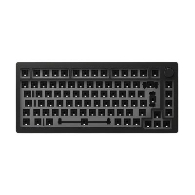 OhMCqhrvr 75% Mechanical Keyboard Barebone Kit with RGB Backlight, Hot-Swap PCB, CNC Aluminum Case, Gasket Mount Design, Compatible with ANSI and ISO Layouts(Black ISO)