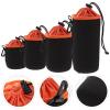 Alipis Waterproof Camera Lens Pouch Set with Drawstring Thickened Fleece Lined Lens Storage Bags in Orange Compatible with S M L view 4