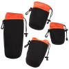 BESPORTBLE Waterproof Camera Lens Bag Set, Travel Lens Protector Pouches with Drawstring Closure, Thickened Soft Neoprene Storage Cases in Orange, S/m/l/xl Sizes for Photographers view 1