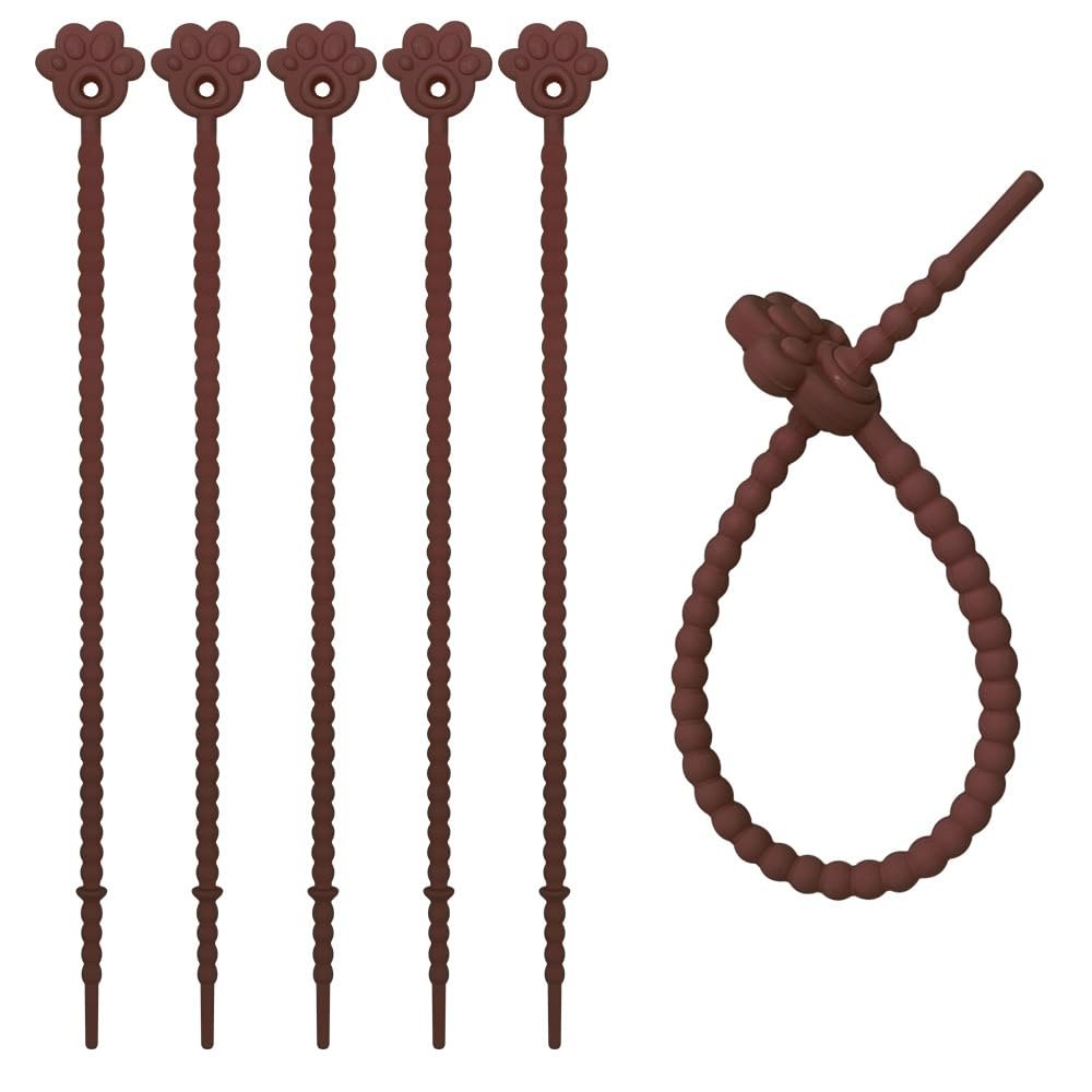 20pcs Cat Paw Silicone Cable Ties Keychain, 22cm DIY Accessories, Adjustable Twist Ties for Keys and Decorations (brown)