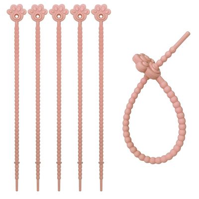 20pcs Cat Paw Silicone Cable Ties Keychain, 22cm DIY Accessories, Adjustable Twist Ties for Keys and Decorations (coffee color)