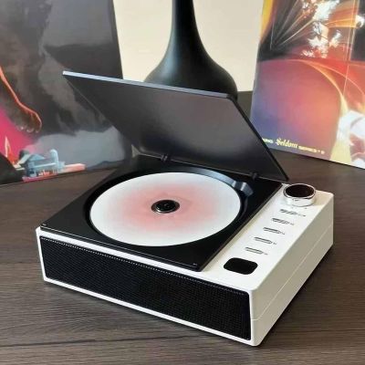 Multi-Functional Desktop CD Player, Small Compact Retro CD Players with CD Dust Cover and Remote Control, USB Rechargeable, 3.5mm Audio, and Optical Interfaces, for Home/Office/Bedroom