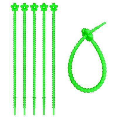 20pcs Silicone Cable Ties with Flower Design, Candy Colors, 16cm, Multi-Purpose Organizer for Keys, Bags, DIY Accessories (green)