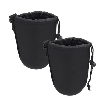 Toddmomy 2pcs Neoprene Camera Lens Pouches Flexible Drawstring Bag for Dslr Lens Protection Black Lightweight Carrying Case for Photographers