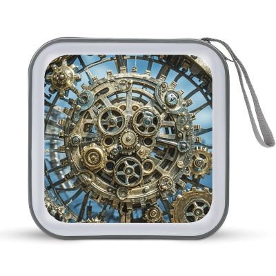 VstaDank Cool Steampunk Gears DVD Case With Zipper Portable CD Case Hardshell DVD VCD Binder Storage Box EVA Protective Blu-ray Wallet 40 Capacity CD Wallet Movie Music Media Disc Wallets