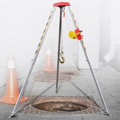 Heavy-Duty Rescue Tripod with Winch - Adjustable Fall Protection Stand for Sewer, Well & Pipeline Rescue, Locking Legs for Emergency Safety & Stability