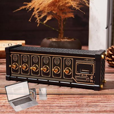 6 Ports USB C Switcher, 6 Port USB Docking Station, USB Switcher Retro Gold-Plated, Independent Control, Multi-Device Sharing Hub Stylish Desktop Decor and Perfect Boyfriend Gift