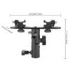 Dual Hot Shoe Flash Bracket Mount Holder, Adjustable Metal, Black - Sturdy Durable Lightweight Design, Compatible with Umbrella Softbox for Photography view 4