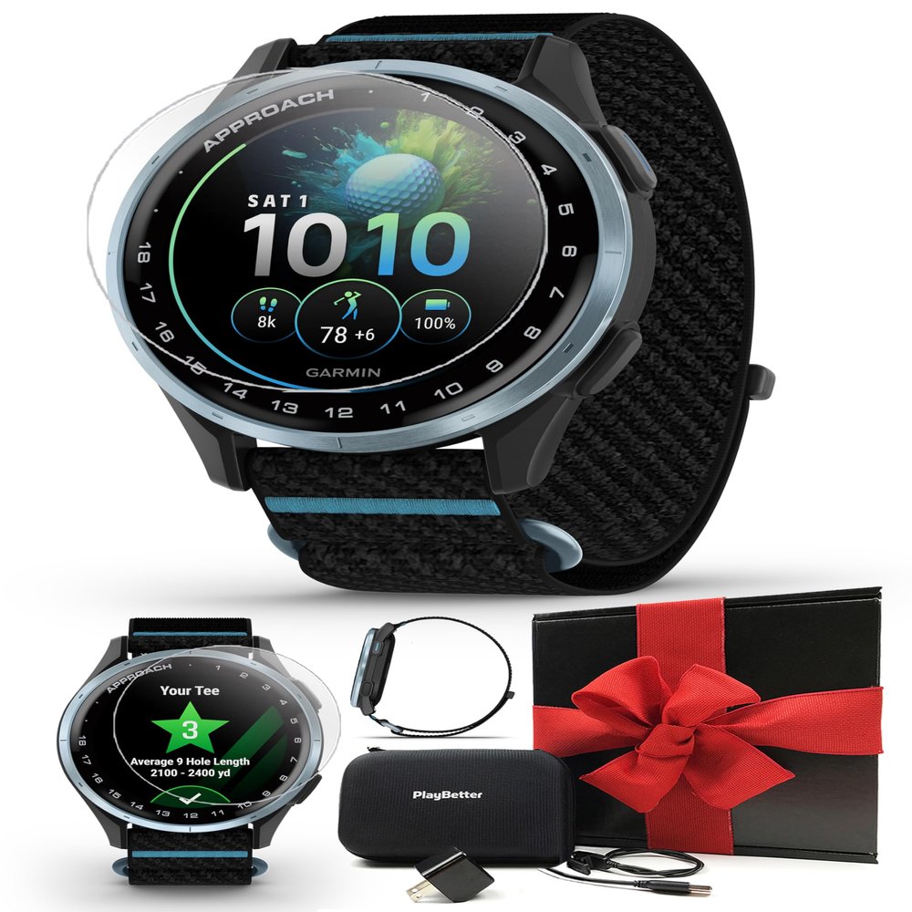 Garmin Approach J1 (Black) Junior Golf GPS Watch Gift Box Bundle