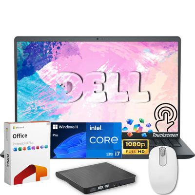 Dell Inspiron 15 FHD Touchscreen Laptop, 13th Intel Core i7 1355U, Free Lifetime MS Office, 32GB RAM, 512GB SSD, External DVD Drive & Mouse, 15.6" Business & Student Laptop Computer, Windows 11 Pro