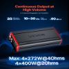 VEVOR 4 Channel Car Audio Amplifier 2 Ohm Stable Bridgeable Class D Full Range Amp Max Power 4 x 272W @ 4 Ohm / 4 x 400W @ 2 Ohm for Car SUV Truck Off-Road view 2
