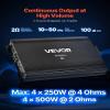 VEVOR 4 Channel Car Audio Amplifier 2 Ohm Stable Bridgeable Class A/B Full Range Amp Max Power 4 x 250W @ 4 Ohm / 4 x 500W @ 2 Ohm for Car SUV Truck Off-Road view 2