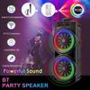 Bluetooth-Compatible Speaker Portable Speaker with Double Subwoofer Deep Bass Lights Loud Boombox Support USB/TF/AUX/FM/BT/MIC Outdoor Speaker Long Playtime for Outdoor Party view 3