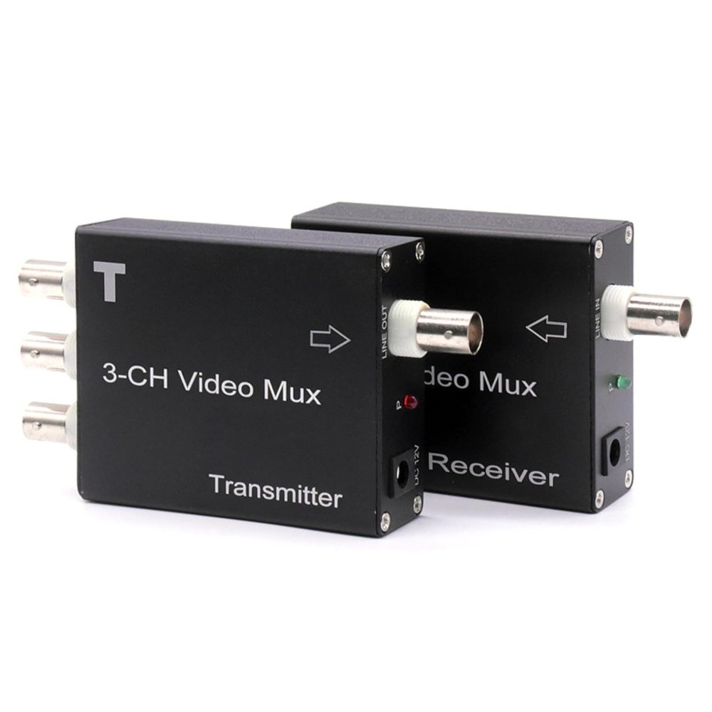 ZEZEFUFU 3 Channel Analog Video Multiplexer, Video to Coaxial Cable Multiplexer Converters 300m