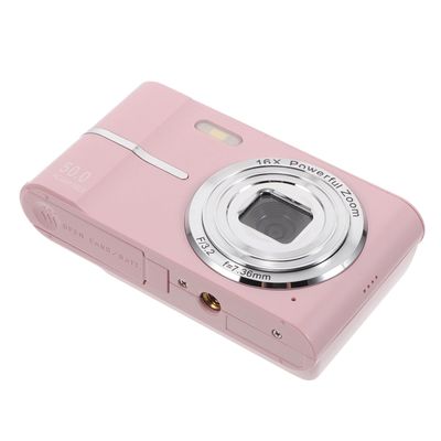 BUGUUYO Mini Digital Camera for Adults and Teens, Compact Point-and-Shoot Lightweight Travel Camera with 16x Zoom, Portable Family Photography Device in Rose Pink
