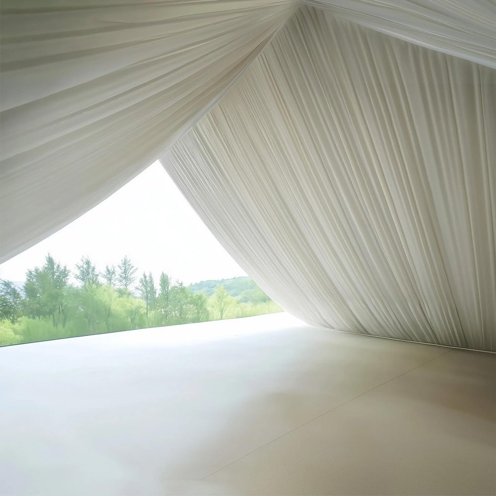 Ivory 25x36 feet 4-Way Stretch Spandex Tent Ceiling Drape with Pole Pockets Wedding Backdrop Curtain Draping Fabric for Parties and Venues Reception Event Decorations Supplies