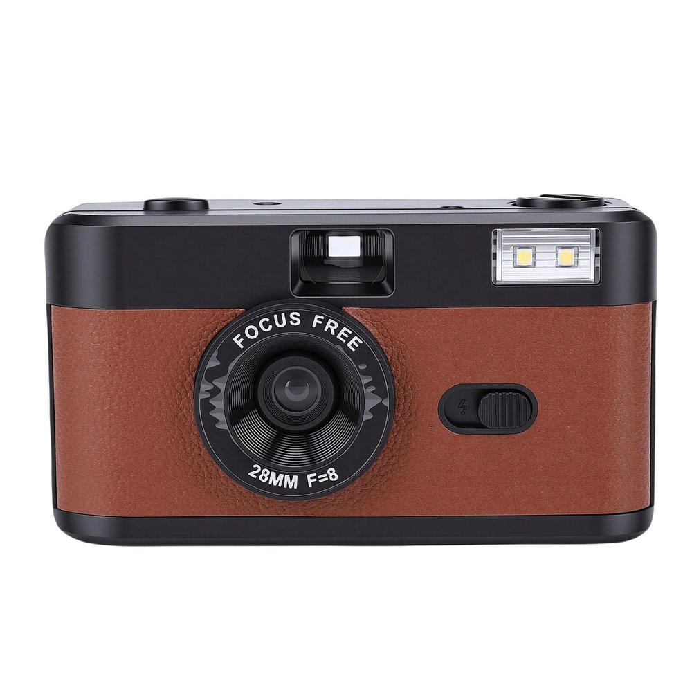 Fabater 35mm Film Camera, 28mm F/8 Lens Retro Style Film Camera with Built in Flash, 3 Roll Films and Hanging Rope, Reusable and Easy to Use, Manual Focus