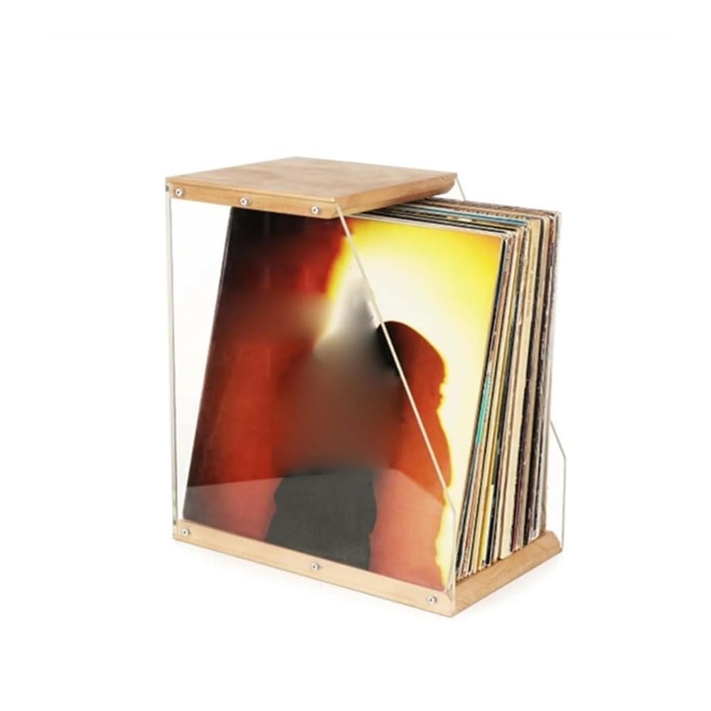 zhongxlla Record Holder, CD Storage Case Solid Wood Wooden Records Rack Display Desktop Decoration for Books Magzines Home Bedroom Music Lovers