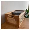 zhongxlla Record Holder, Openwork Weave Wooden CD Record Box Multi-functional Home Storage Rack view 3