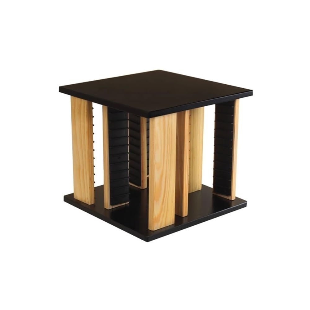 zhongxlla Record Holder, Rotatable Wooden CD Record Rack Game Disc Storage Shelf