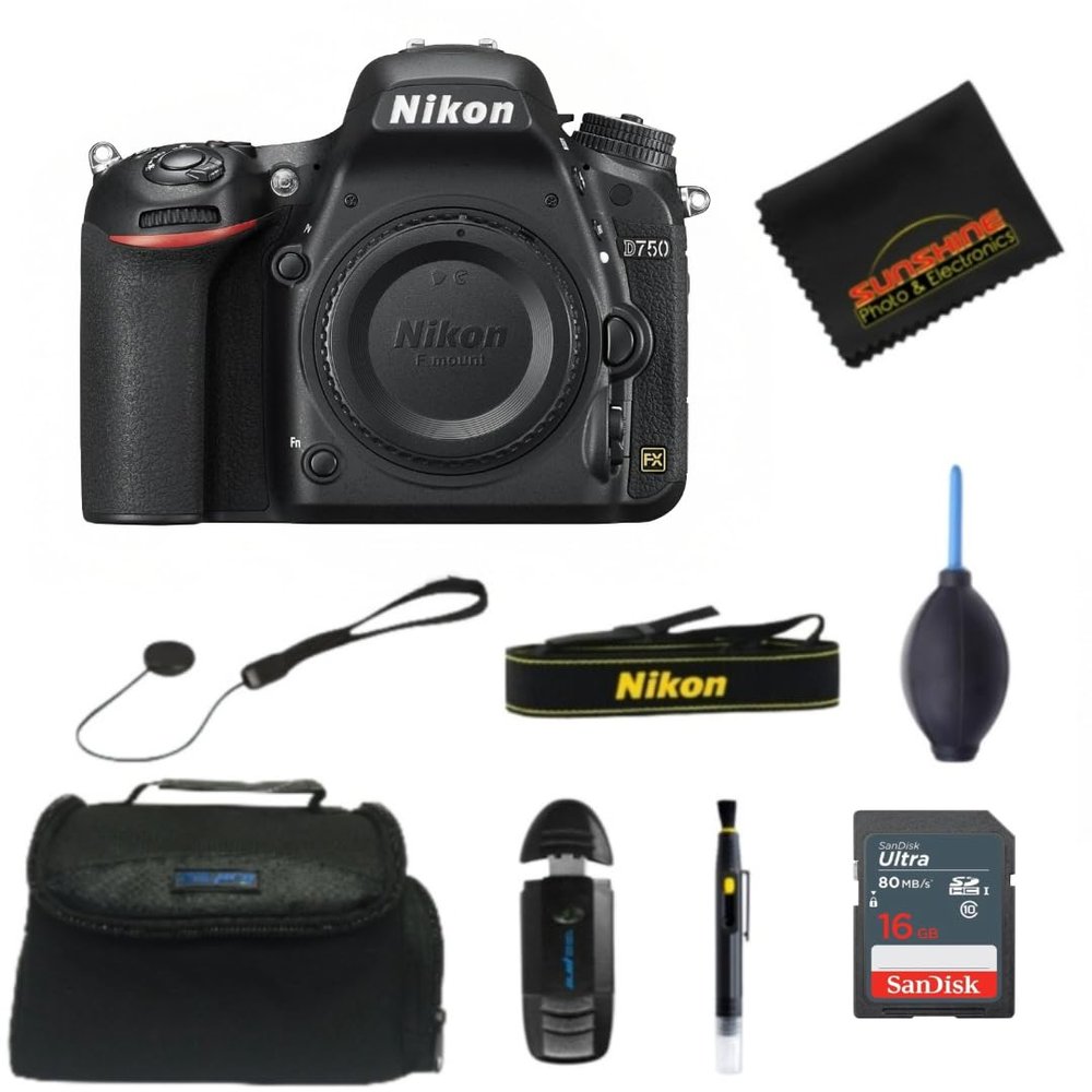 Nikon D750 DSLR Camera (Body Only) (w/Sunshine Photo Basic Accessories Bundle)