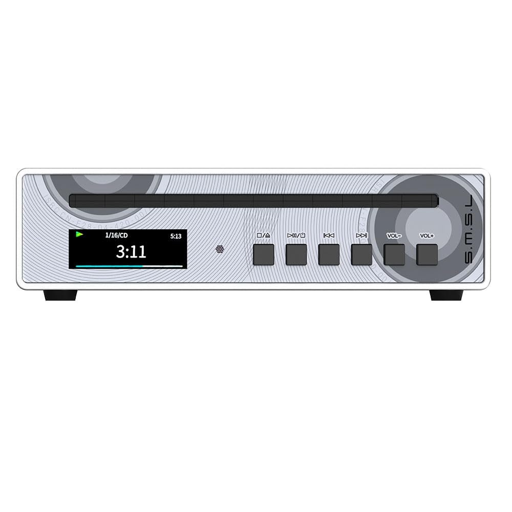 SMSL PL100 PRO Multi-Function CD Player 2X CS43131 High-End DAC Chips Supports Lossless MQA Playback with Remote Control (Silver)