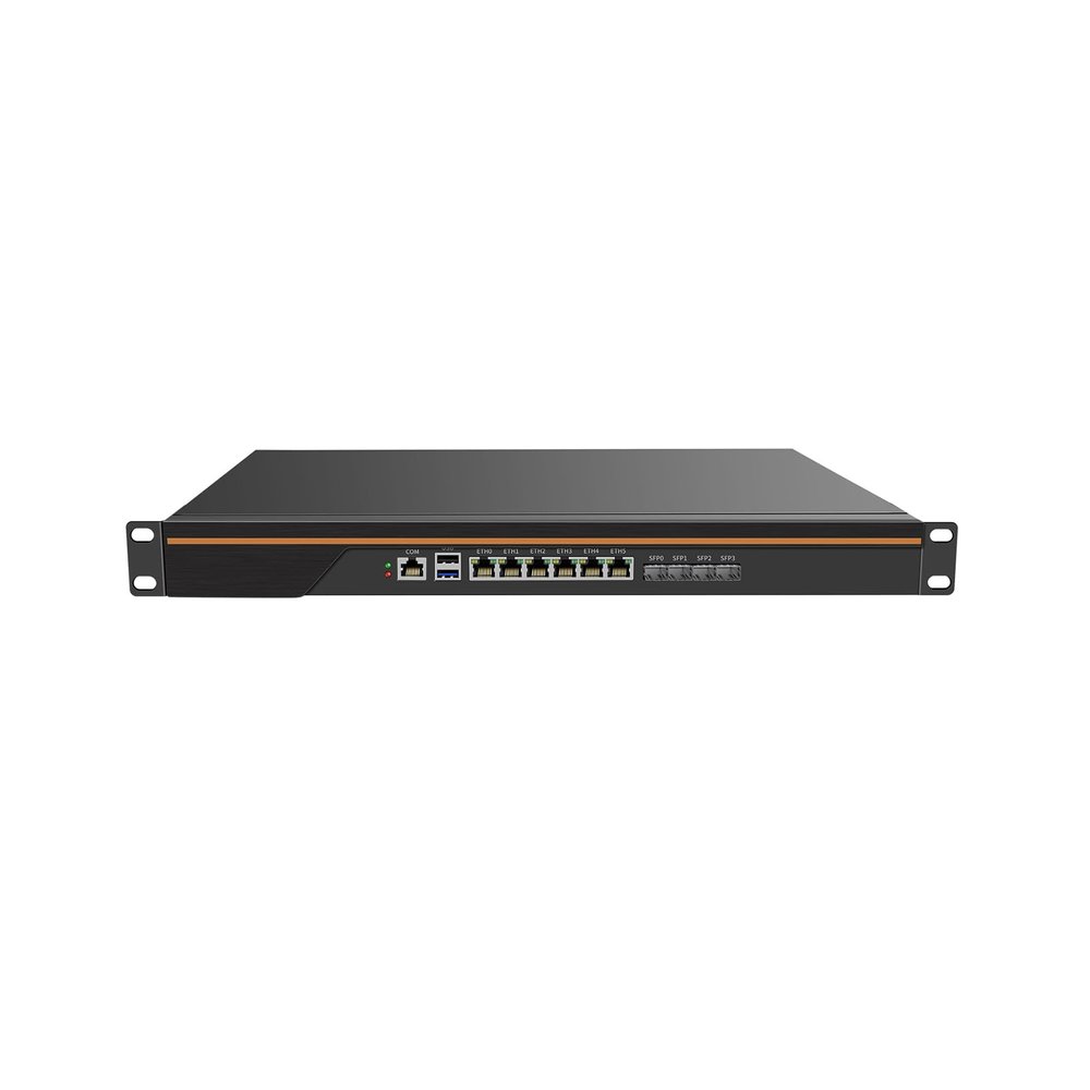ANDAQI 1U Firewall Appliance with QAT, OPNsense, VPN, Router PC, PVE Server, Denverton Atom C3758, RN03, 6 x 1GbE LAN, 4 x SFP+ X553 10GbE, DPDK Support, 0 RAM, 0 Storage, Barebone No System