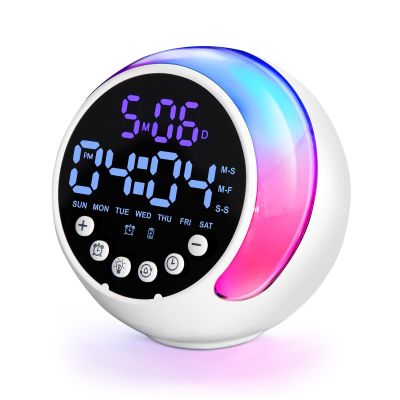 Sunrise Alarm Clock with Color Changing Night Light, 13 Dynamic Modes & 5 Brightness Levels, Digital Alarm for Bedroom, Kids, Timer, Compact Design