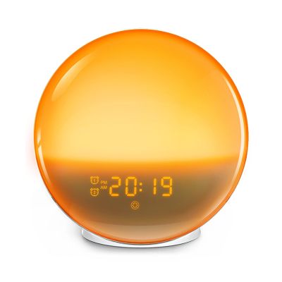 Wake Up Light Sunrise Alarm Clock, 7 Color Changing Mood Light with 20 Brightness Levels & Natural Sounds, White Noise Machine for Bedroom Decor, Snooze Function