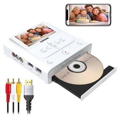 VHS to DVD Recorder, DVD Recorder with HDMI & AV Input, Record from VCR, Hi8 and Camcorder to DVD, USB, SD or HDD, No PC Needed, 4.3" LCD Preview, Phone Video/Photo to DVD/USB/SD/HDD App Copy
