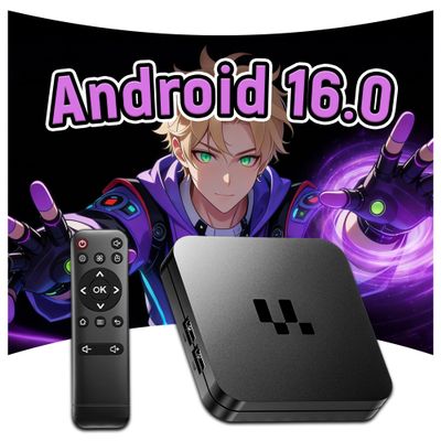 Y1 Android 16.0 TV Box Android Box,2.4G/5G WiFi+Bluetooth+Ethernet,4K Ultra HD Smart TV Boxs with Infrared Remote Control,2GB RAM + 16GB ROM